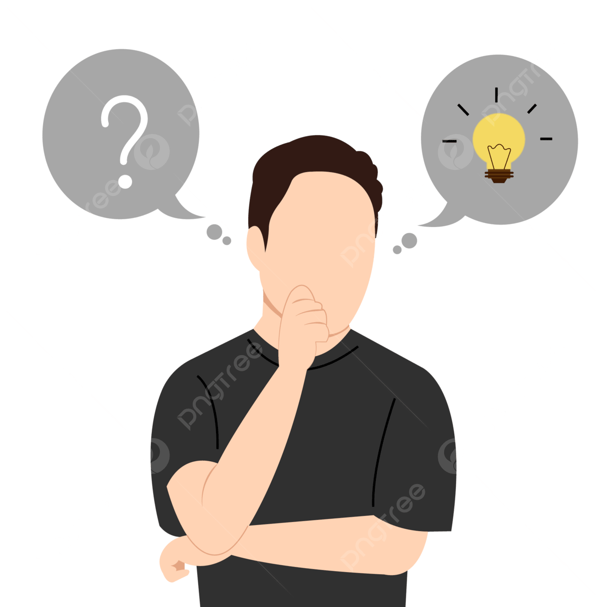 Thinking Man Vector Illustration Hd Transparent, Thinking Man, Anxious ...